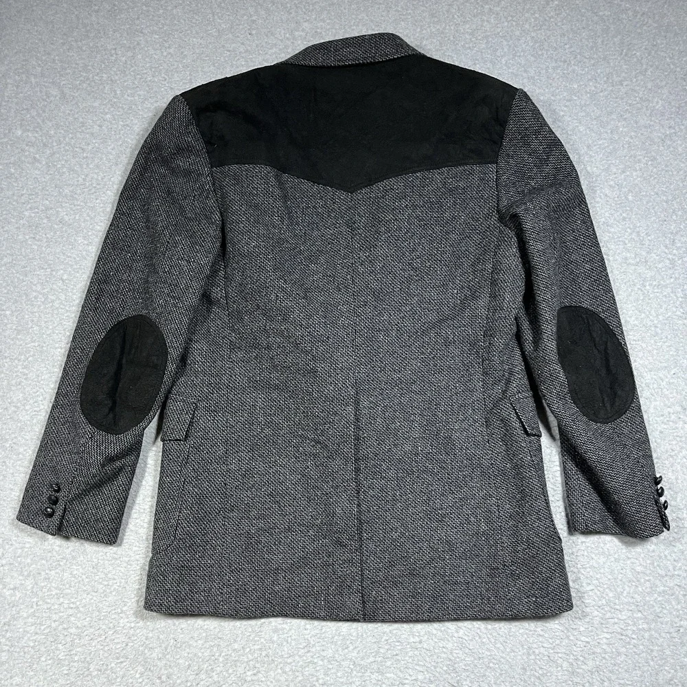 Vintage Pendleton Blazer Mens 42 Long Gray Button Micro Herringbone Wool Suede